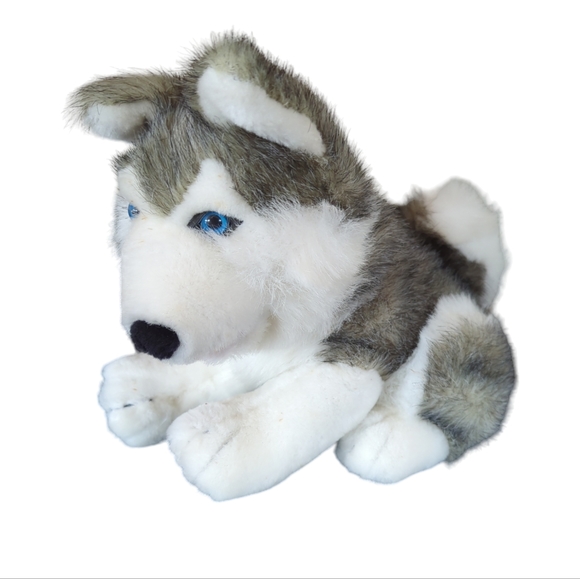 Siberian Husky Stuffed Dog Toy Animal Gray White - Picture 1 of 9